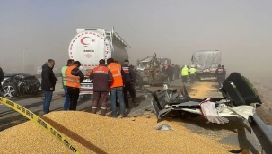 Konya'da kum fırtınası zincirleme kazaya yol açtı