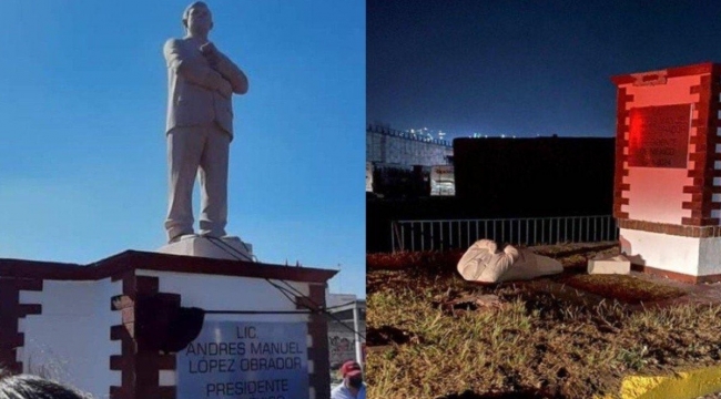 Meksika Devlet Başkanı Obrador'un heykeli yıkıldı