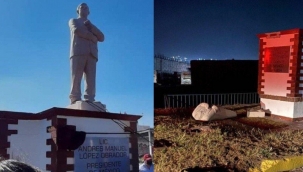 Meksika Devlet Başkanı Obrador'un heykeli yıkıldı