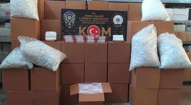 Adana'da 9,4 milyon kaçak makaron ele geçirildi