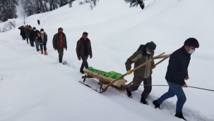 Artvin'de cenaze kızakla mezarlığa taşındı