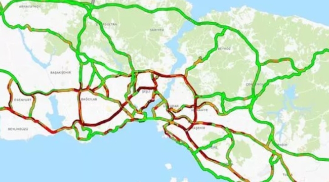 İstanbul'da trafik yoğunluğu %85'e ulaştı