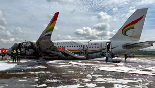 Çin'de bir uçak kalkış sırasında alev aldı