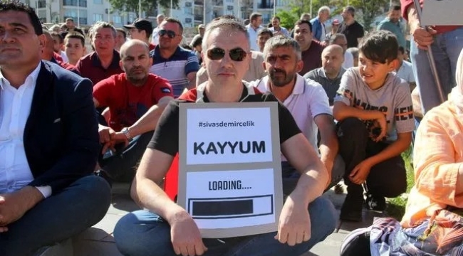 Sivas'ta 5 aydır maaş alamayan işçiler eylem yaptı
