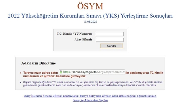 2022-YKS tercih sonuçları açıklandı