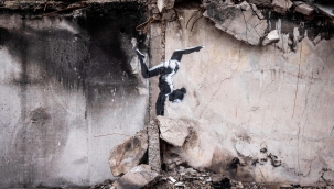 Banksy Ukrayna'da yaptığı yeni eserini paylaştı