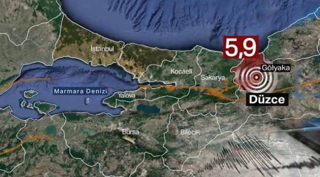 Düzce'de 5,9 büyüklüğünde deprem