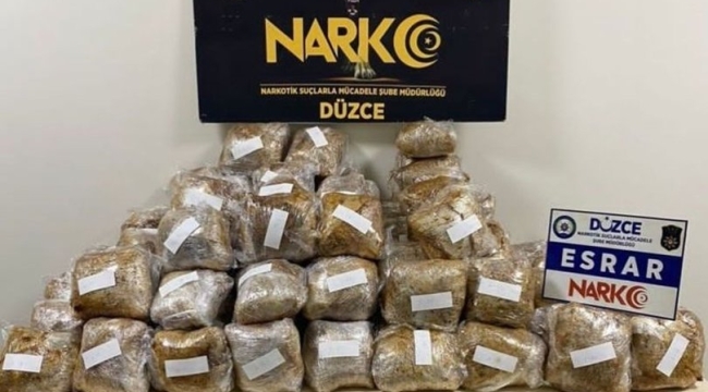 Düzce'de kargo aracında 65 kg esrar ele geçirildi