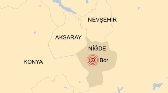 Niğde'nin Bor ilçesinde 5,3 büyüklüğünde deprem