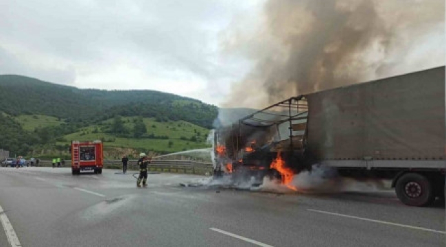 Ukrayna'dan Gürcistan'a arpa götüren tır yandı