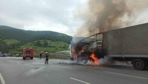 Ukrayna'dan Gürcistan'a arpa götüren tır yandı