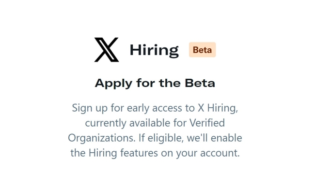 X, iş ilanı özelliğini test ediyor