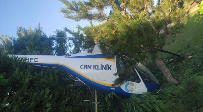 Afyonkarahisar'da otel bahçesine helikopter düştü