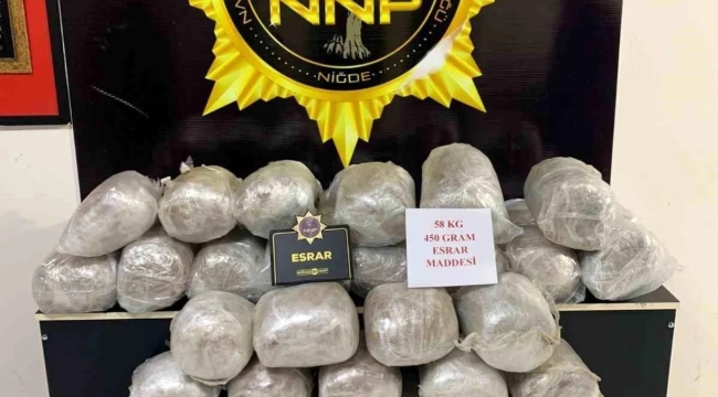 Niğde'de 58 Kilo uyuşturucu madde ele geçirildi