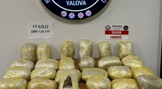 Yalova'da 14 kilo 600 gram uyuşturucu ele geçirildi