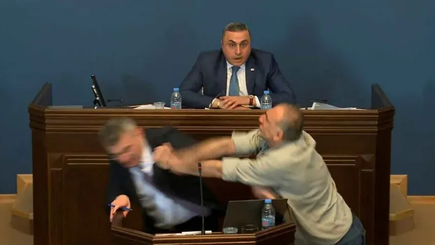 Gürcistan parlamentosunda yumruklu kavga
