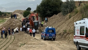 Denizli'de su kanalı çalışmasında toprak kaydı