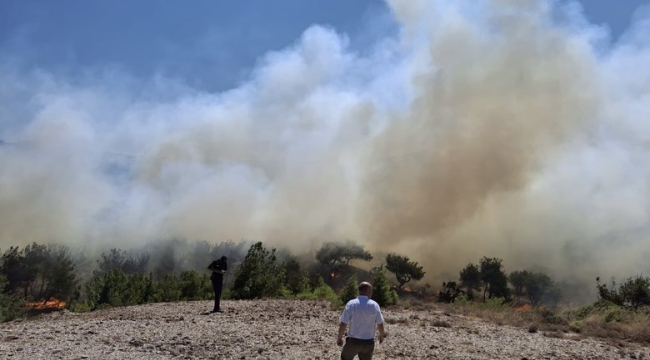 Bozcaada'da tarım arazisinde yangın
