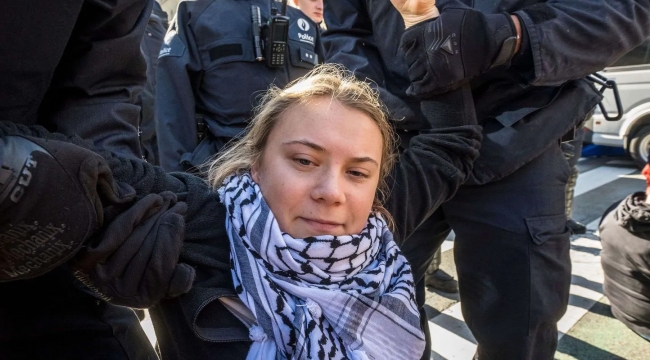 Greta, Brüksel'deki protestosunda gözaltına alındı