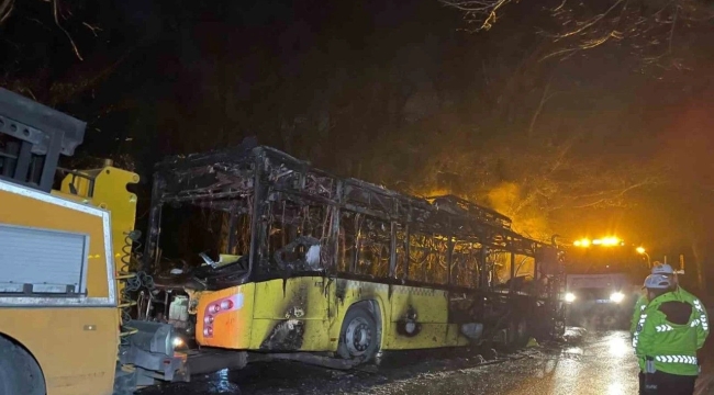 Sarıyer'de İETT otobüsü alev aldı
