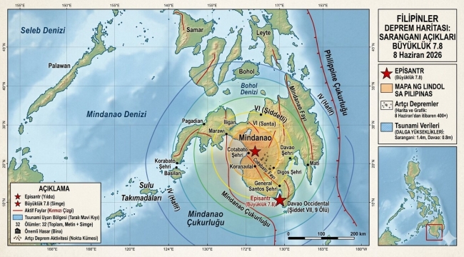 Filipinler'de 7.8 büyüklüğünde deprem